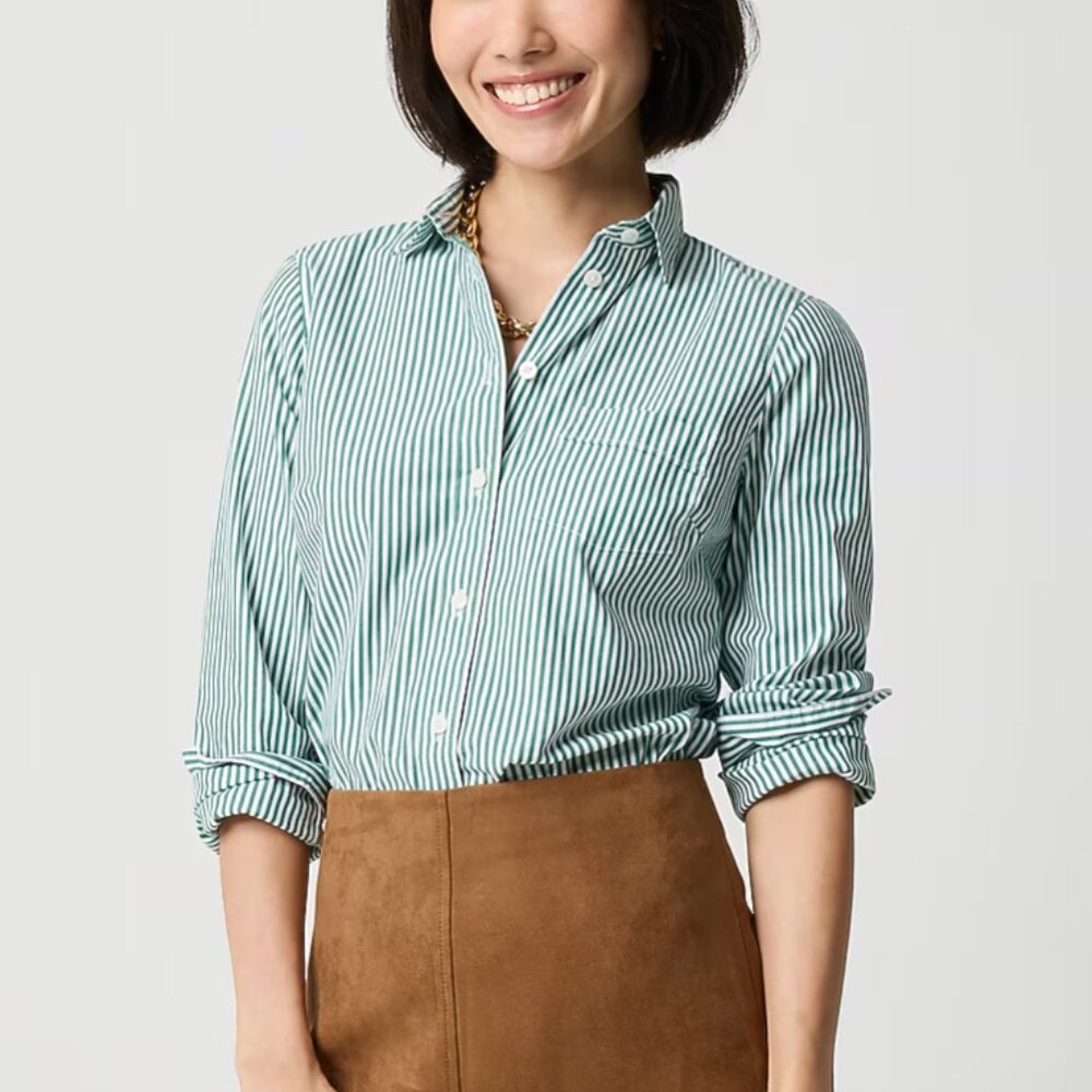 J. Crew Factory Lightweight Cotton-Blend Shirt, Signature Fit - New - Large